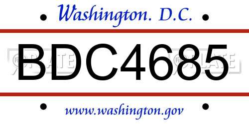 BDC4685 District Of Columbia License Plate