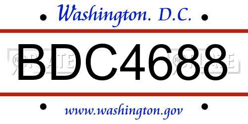 BDC4688 District Of Columbia License Plate
