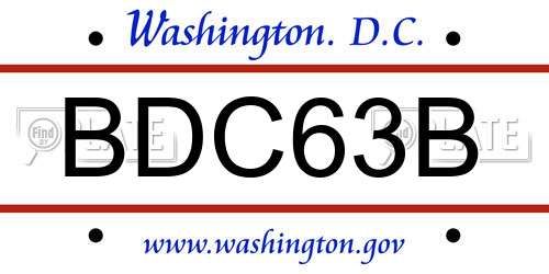 BDC63B District Of Columbia License Plate