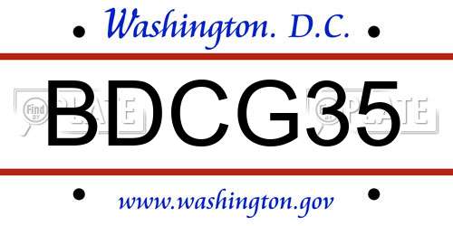 BDCG35 District Of Columbia License Plate