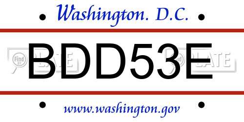 BDD53E District Of Columbia License Plate