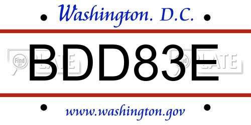 BDD83E District Of Columbia License Plate