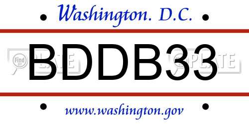 BDDB33 District Of Columbia License Plate