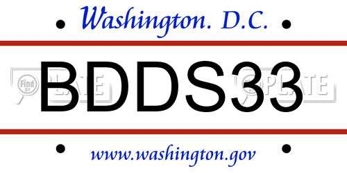 BDDS33 District Of Columbia License Plate