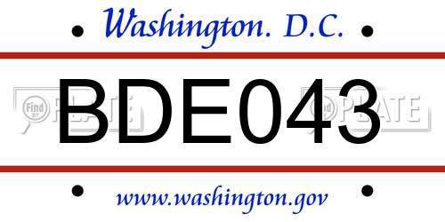 BDE043 District Of Columbia License Plate