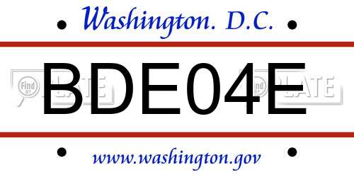 BDE04E District Of Columbia License Plate