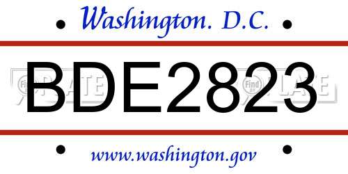 BDE2823 District Of Columbia License Plate