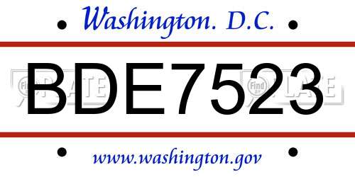 BDE7523 District Of Columbia License Plate