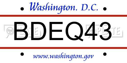 BDEQ43 District Of Columbia License Plate