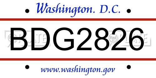 BDG2826 District Of Columbia License Plate