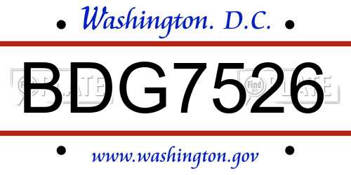 BDG7526 District Of Columbia License Plate