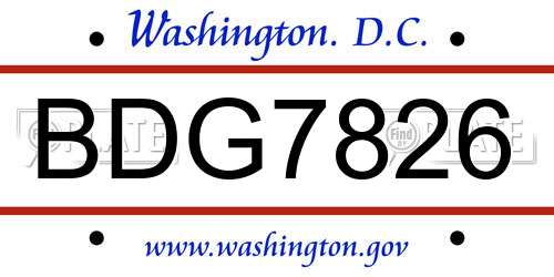 BDG7826 District Of Columbia License Plate