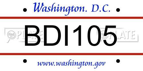 BDI105 District Of Columbia License Plate