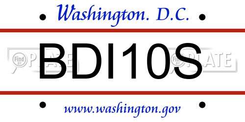 BDI10S District Of Columbia License Plate