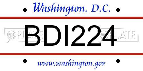 BDI224 District Of Columbia License Plate
