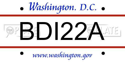 BDI22A District Of Columbia License Plate