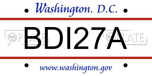 BDI27A District Of Columbia License Plate