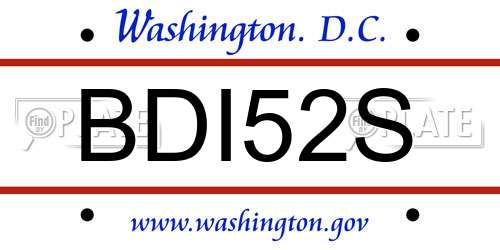 BDI52S District Of Columbia License Plate