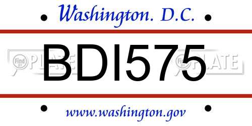 BDI575 District Of Columbia License Plate