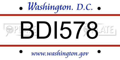 BDI578 District Of Columbia License Plate