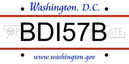BDI57B District Of Columbia License Plate