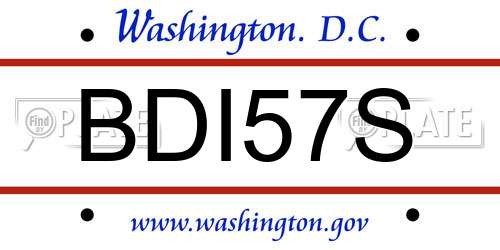 BDI57S District Of Columbia License Plate