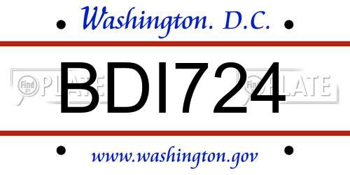 BDI724 District Of Columbia License Plate