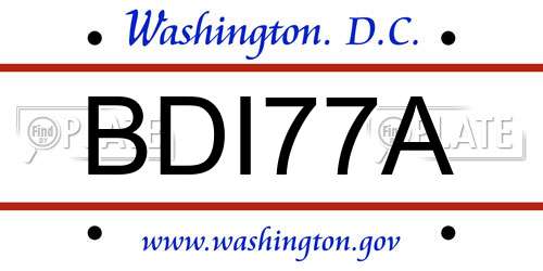 BDI77A District Of Columbia License Plate