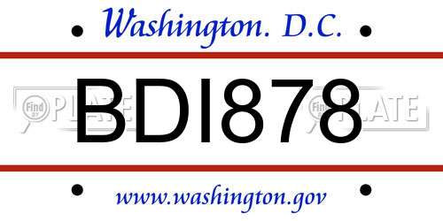 BDI878 District Of Columbia License Plate