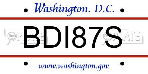 BDI87S District Of Columbia License Plate