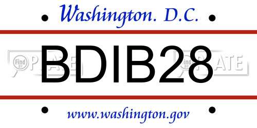 BDIB28 District Of Columbia License Plate