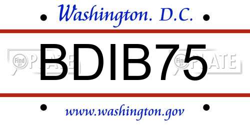 BDIB75 District Of Columbia License Plate