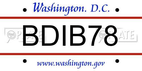 BDIB78 District Of Columbia License Plate