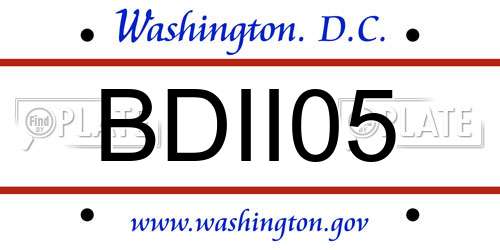BDII05 District Of Columbia License Plate