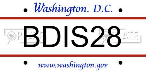 BDIS28 District Of Columbia License Plate
