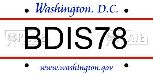 BDIS78 District Of Columbia License Plate