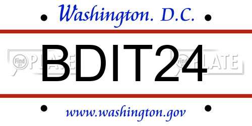 BDIT24 District Of Columbia License Plate