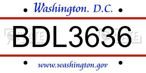 BDL3636 District Of Columbia License Plate