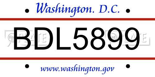 BDL5899 District Of Columbia License Plate