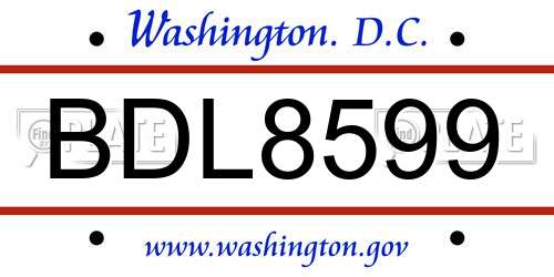 BDL8599 District Of Columbia License Plate