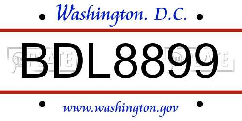 BDL8899 District Of Columbia License Plate