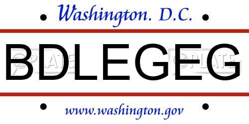 BDLEGEG District Of Columbia License Plate