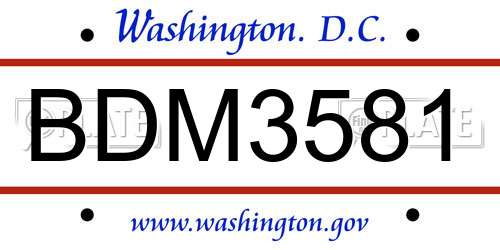 BDM3581 District Of Columbia License Plate