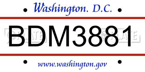 BDM3881 District Of Columbia License Plate