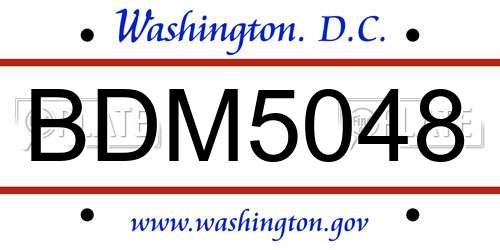 BDM5048 District Of Columbia License Plate