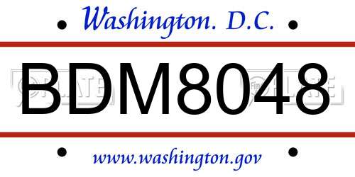 BDM8048 District Of Columbia License Plate