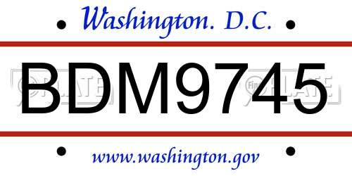 BDM9745 District Of Columbia License Plate