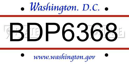 BDP6368 District Of Columbia License Plate