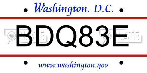 BDQ83E District Of Columbia License Plate