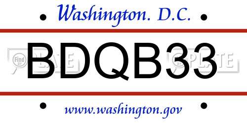 BDQB33 District Of Columbia License Plate